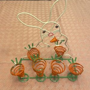 Vintage Wire Easter bunny carrots egg holder